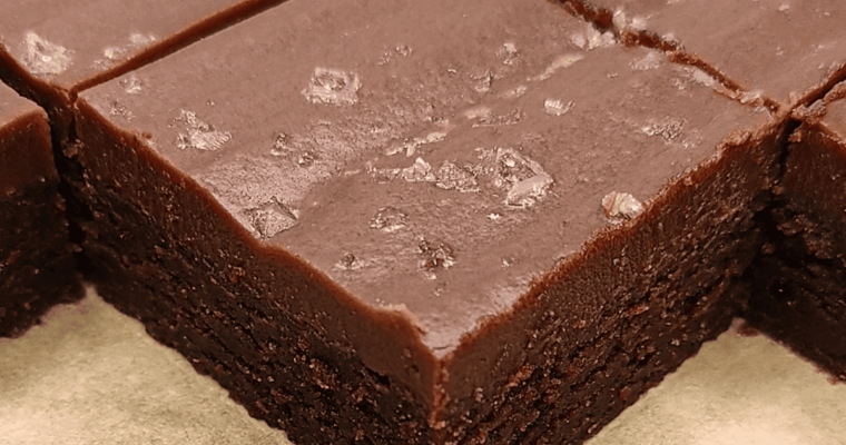 chocolate ganache brownies topped with salt flakes