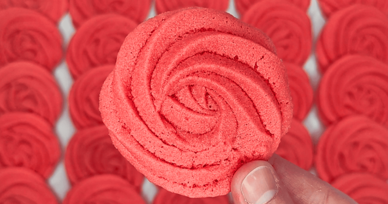 red rose-shaped butter cookies